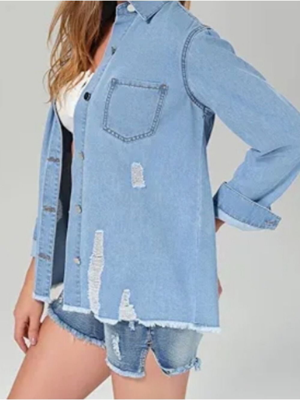 Roswear Light Sky Blue Denim Shirt Jacket NWTSize L